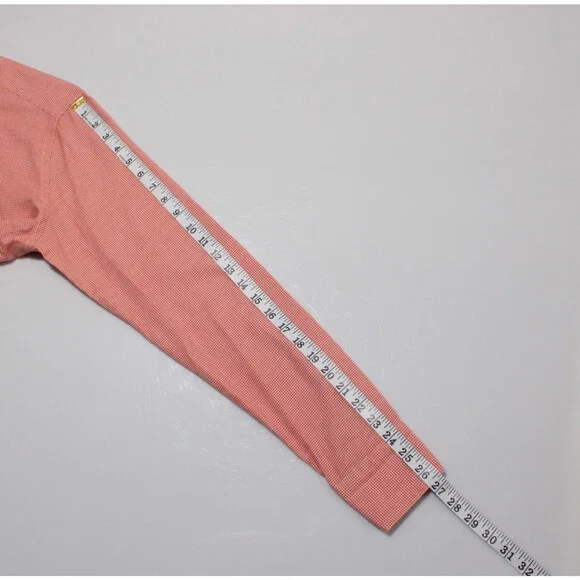 Caliban NWT Dress Shirt Size 40 15.75 Regular Fit in Orange Houndstooth Cotton
